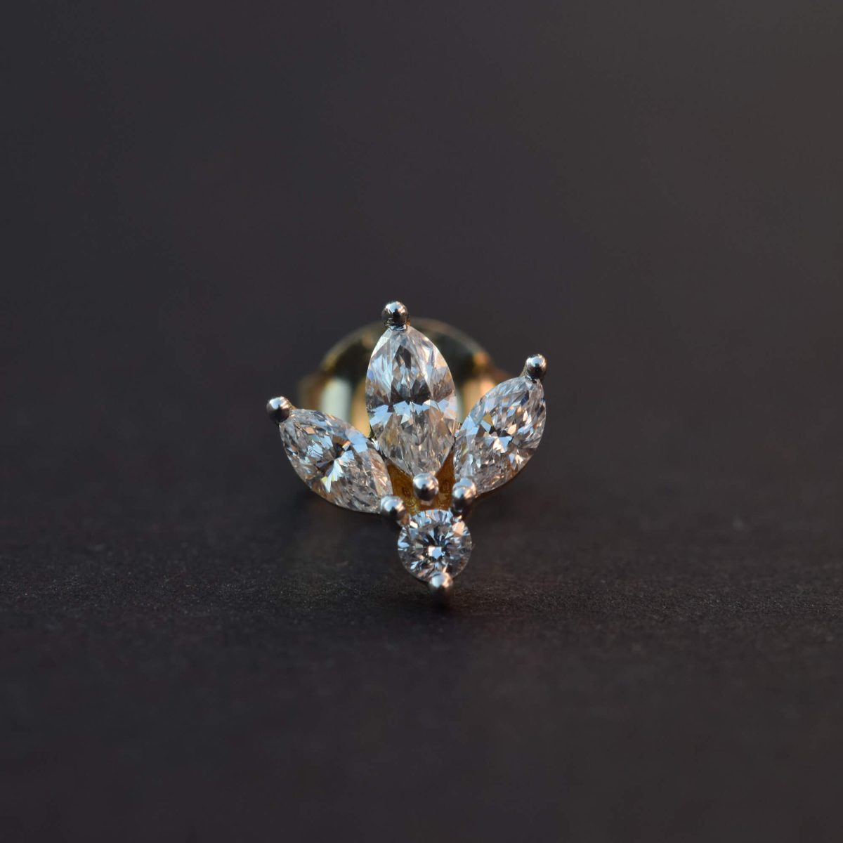 Diamond Lotus Flower Marquise Earring